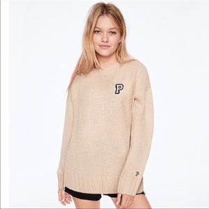 Victoria secret Pink Cream Boyfriend sweater. XL